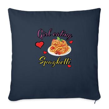Girl eating spaghetti, funny design - Sofa pillowcase 17,3'' x 17,3'' (45 x 45 cm) - navy - Front
