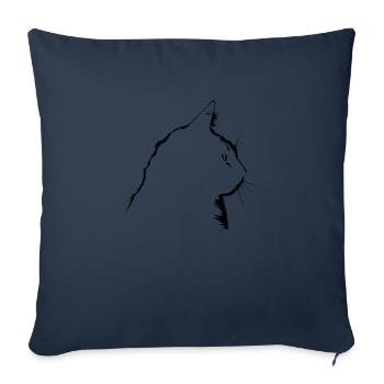 Chat, Motif De Chat - Housse de coussin décorative 45 x 45 cm - bleu marine - Devant