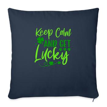 Gardez votre calme et ayez de la chance pour la Saint-Patrick - Housse de coussin décorative 45 x 45 cm - bleu marine - Devant