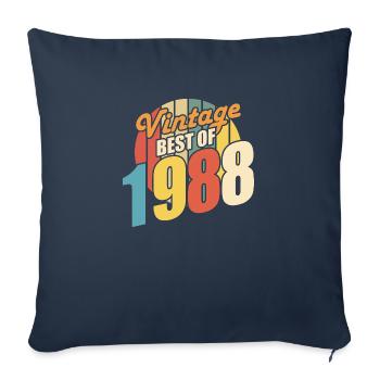 Vintage 1988 meilleur de 1988 - annif 36 ans - Housse de coussin décorative 45 x 45 cm - bleu marine - Devant