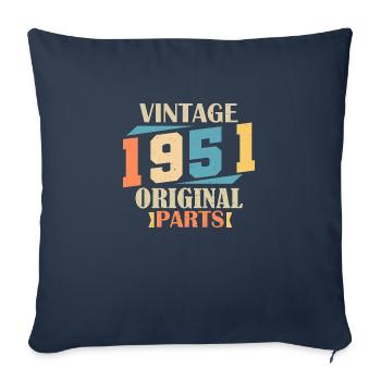 Mois 1951. Cadeau d'anniversaire 1951. 73 ans Birt - Housse de coussin décorative 45 x 45 cm - bleu marine - Devant