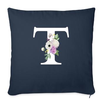 Purple Floral Letter T - Sofa pillowcase 17,3'' x 17,3'' (45 x 45 cm) - navy - Front