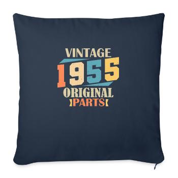 Mois 1955. Cadeau d'anniversaire 1955. 69 ans Birt - Housse de coussin décorative 45 x 45 cm - bleu marine - Devant