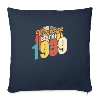 Vintage 1939 meilleur de 1939 - annif 85 ans - Housse de coussin décorative 45 x 45 cm - bleu marine - Devant