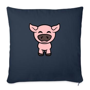 Petit Cochon Mignon Cochon Animal Amour - Housse de coussin décorative 45 x 45 cm - bleu marine - Devant