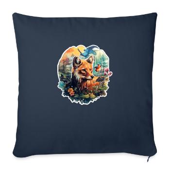 Fox in a clearing - Sofa pillowcase 17,3'' x 17,3'' (45 x 45 cm) - navy - Front