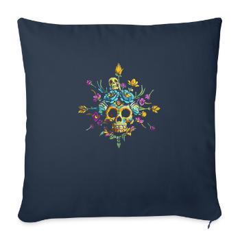Skull flowers - Housse de coussin décorative 45 x 45 cm - bleu marine - Devant