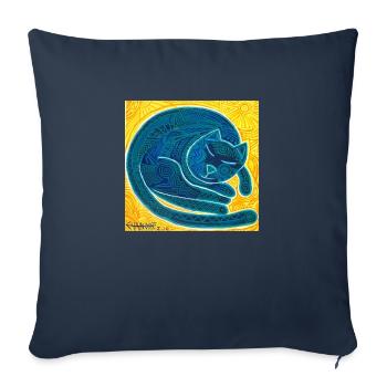 chat bleu 2 - Housse de coussin décorative 45 x 45 cm - bleu marine - Devant