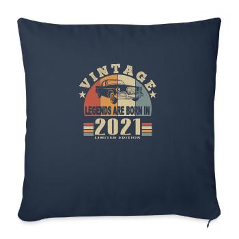 Vintage 2021 Legend Born - Housse de coussin décorative 45 x 45 cm - bleu marine - Devant