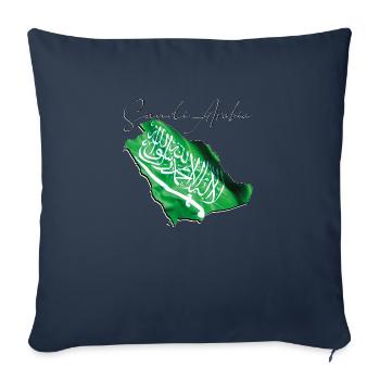 Drapeau de l’Arabie Saoudite en Arabie Saoudite Carte EN - Housse de coussin décorative 45 x 45 cm - bleu marine - Devant