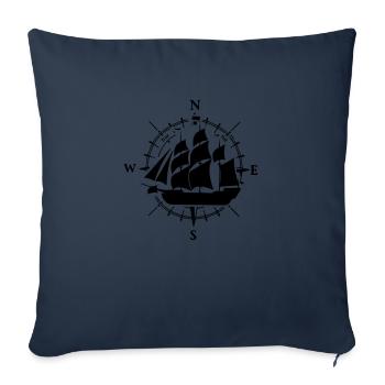 sailing ship - Sofa pillowcase 17,3'' x 17,3'' (45 x 45 cm) - navy - Front