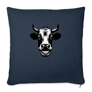Vache souriante - Housse de coussin décorative 45 x 45 cm - bleu marine - Devant