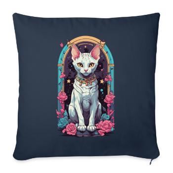 Gothique Pastel Sphynx chat magique esthétique - Housse de coussin décorative 45 x 45 cm - bleu marine - Devant