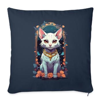 Conception esthétique de chat gothique mignon - Housse de coussin décorative 45 x 45 cm - bleu marine - Devant