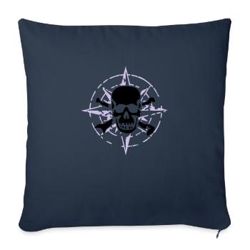 windrose_skull_02_a_2c - Housse de coussin décorative 45 x 45 cm - bleu marine - Devant