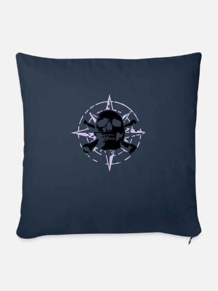 windrose_skull_02_d_3c - Sofakissenbezug 45 x 45 cm - Navy