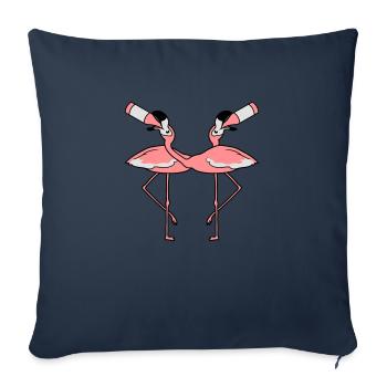 2 amis équipe couple équipe boivent l'alcool flasc de bière - Housse de coussin décorative 45 x 45 cm - bleu marine - Devant