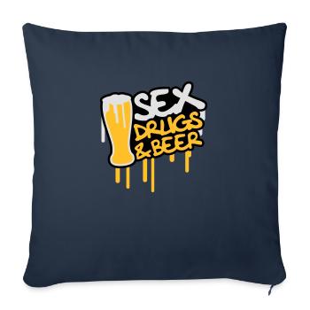 Sex Drugs And Beer - Housse de coussin décorative 45 x 45 cm - bleu marine - Devant