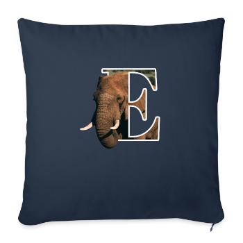 E Elephant alphabet animals - Sofa pillowcase 17,3'' x 17,3'' (45 x 45 cm) - navy - Front