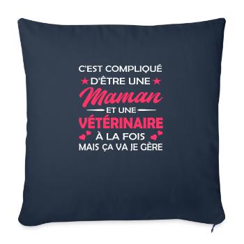 maman et vétérinaire - Housse de coussin décorative 45 x 45 cm - bleu marine - Devant