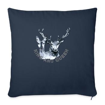 Cerfs et doses - Housse de coussin décorative 45 x 45 cm - bleu marine - Devant