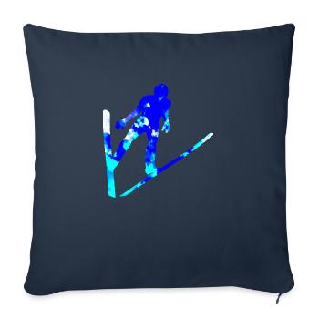 Saut à ski Hommes Femmes Sauteur à ski Vol à ski - Housse de coussin décorative 45 x 45 cm - bleu marine - Devant