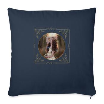 Femme avec des papillons - Housse de coussin décorative 45 x 45 cm - bleu marine - Devant