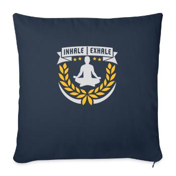 Inspirez expirez Yoga citation - Housse de coussin décorative 45 x 45 cm - bleu marine - Devant