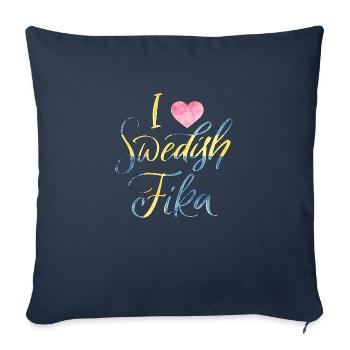 Suède Suède Viking Norden Scandinavie fika - Housse de coussin décorative 45 x 45 cm - bleu marine - Devant