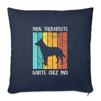 mon thérapeute habite chez moi - Housse de coussin décorative 45 x 45 cm - bleu marine - Devant