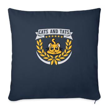 Citation de chats et de tats - Housse de coussin décorative 45 x 45 cm - bleu marine - Devant