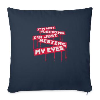 je ne dors pas Citation - Housse de coussin décorative 45 x 45 cm - bleu marine - Devant