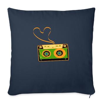 Cassette Band Heart - Housse de coussin décorative 45 x 45 cm - bleu marine - Devant