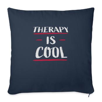 therapy is cool Zitat - Sofakissenbezug 45 x 45 cm - Navy - Vorne