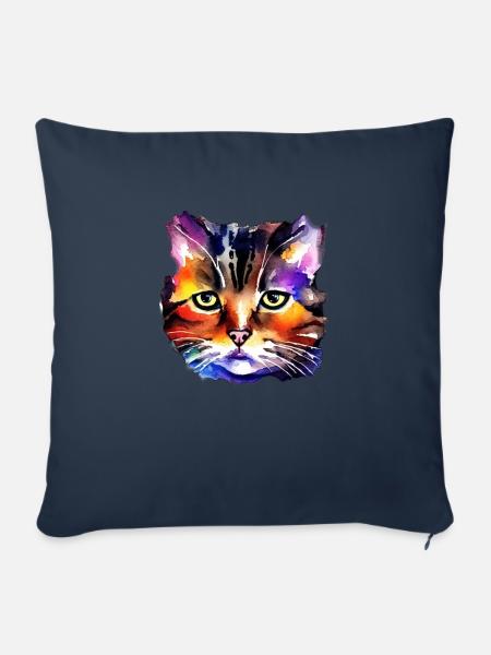 Katzengesicht 5 - Sofakissenbezug 45 x 45 cm - Navy