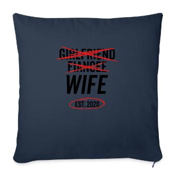Copine Fiancée Wife Est 2020 - Housse de coussin décorative 45 x 45 cm - bleu marine - Devant