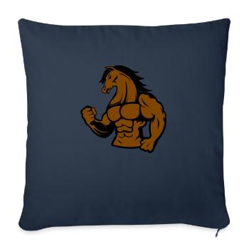 Cheval fort - Housse de coussin décorative 45 x 45 cm - bleu marine - Devant