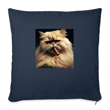 Chat persan Negan avec cigare - Housse de coussin décorative 45 x 45 cm - bleu marine - Devant