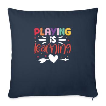 Funny Teaching Kids - Playing Is Learning School - Sofa pillowcase 17,3'' x 17,3'' (45 x 45 cm) - navy - Front