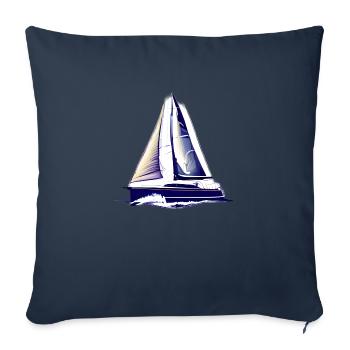 voilier voilier voilier voilier voilier voilier - Housse de coussin décorative 45 x 45 cm - bleu marine - Devant