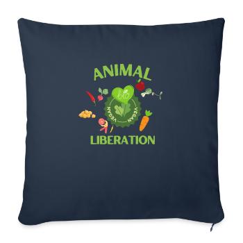 Animal Liberation, végétalien bio - Housse de coussin décorative 45 x 45 cm - bleu marine - Devant