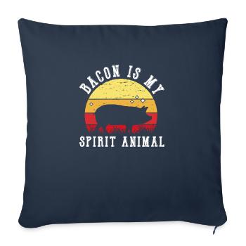 Le bacon est mon animal d’âme Drôle d’amateur de bacon - Housse de coussin décorative 45 x 45 cm - bleu marine - Devant