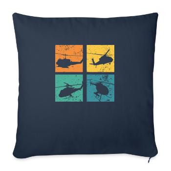 Hélicoptère Vintage Pilote d’hélicoptère - Housse de coussin décorative 45 x 45 cm - bleu marine - Devant