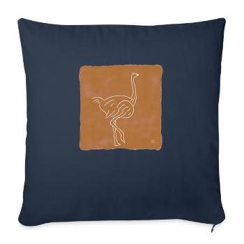 « Strauss », Boho Line Art Design, série « Desert » - Housse de coussin décorative 45 x 45 cm - bleu marine - Devant