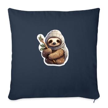 winter sloth - Sofa pillowcase 17,3'' x 17,3'' (45 x 45 cm) - navy - Front