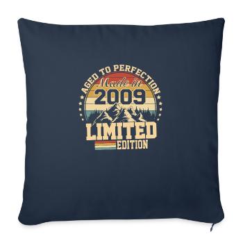 Made in 2009 - Agée avec perfection - Housse de coussin décorative 45 x 45 cm - bleu marine - Devant