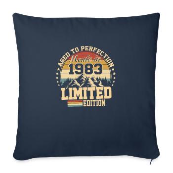 Fabriqué en 1983 - Agée avec perfection - Housse de coussin décorative 45 x 45 cm - bleu marine - Devant