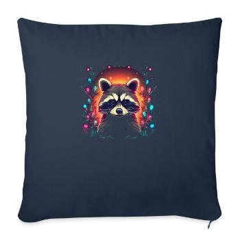 Raton laveur avec des éléments de Noël, ratons laveurs d’amour - Housse de coussin décorative 45 x 45 cm - bleu marine - Devant