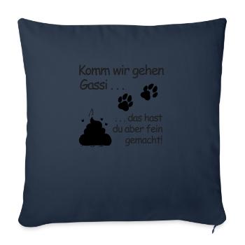 Komm wir gehen Gassi: Belohnung in Pfotenform - Sofakissenbezug 45 x 45 cm - Navy - Vorne