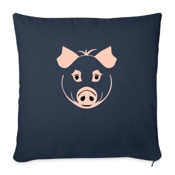 Cochon dans le style comique - Housse de coussin décorative 45 x 45 cm - bleu marine - Devant